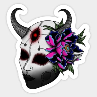 Demon Mask with Flower Sticker